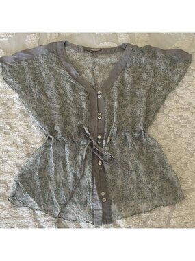 VTG Y2K Forever 21 Shear Silk Tie Waist Blouse Top Fairy Boho Festival Sz Small